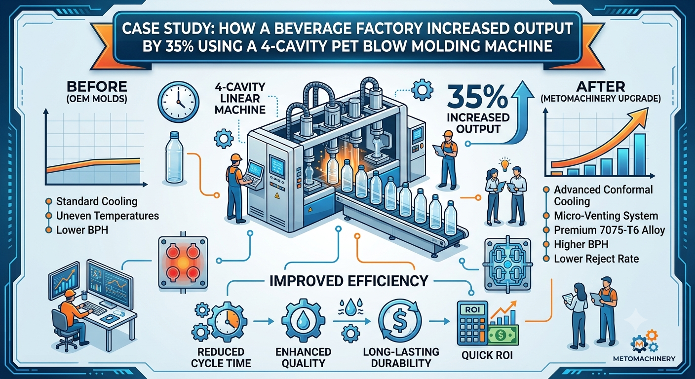 Case Study: How a Beverage Factory Increased Output by 35% Using a 4-Cavity PET Blow Molding Machine