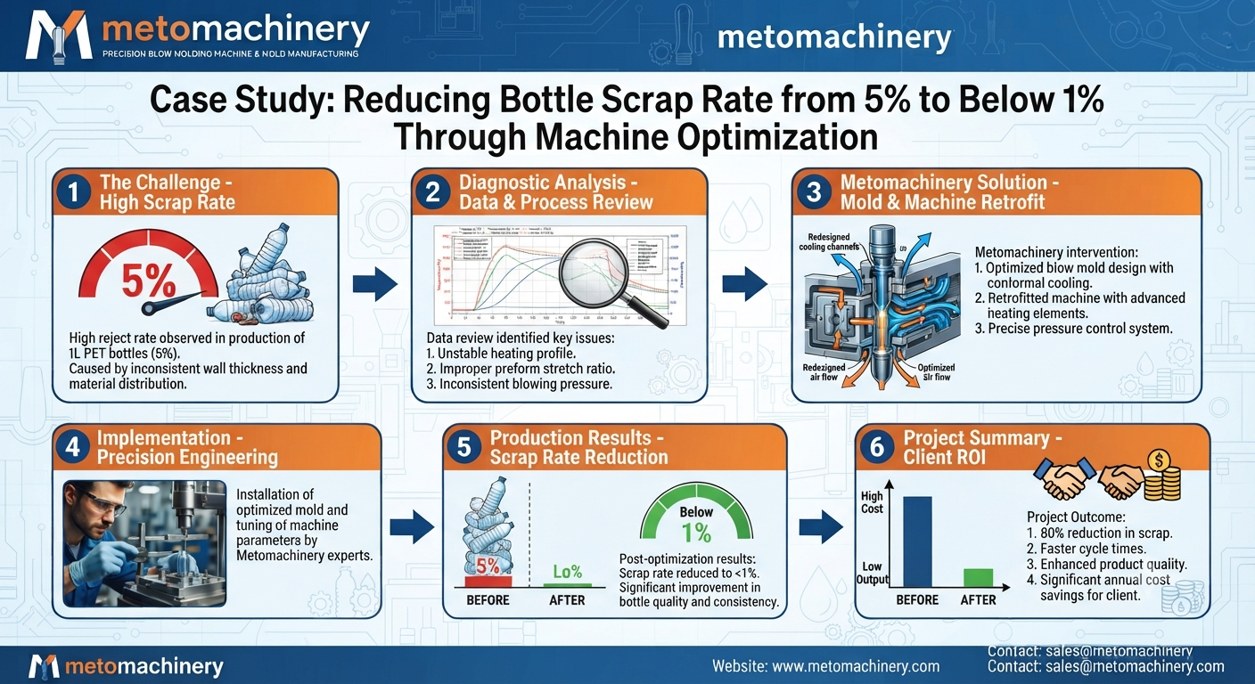 Case Study: Reducing Bottle Scrap Rate from 5% to Below 1% Through Machine Optimization